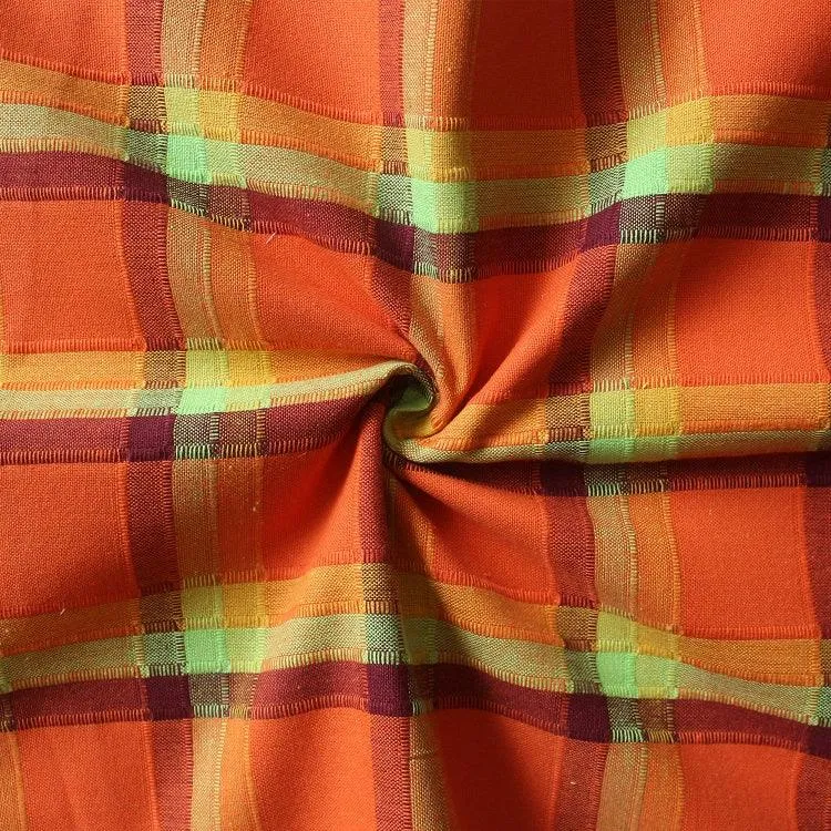 Cotton Iran Check Orange Free Size Apron Pack Of 1