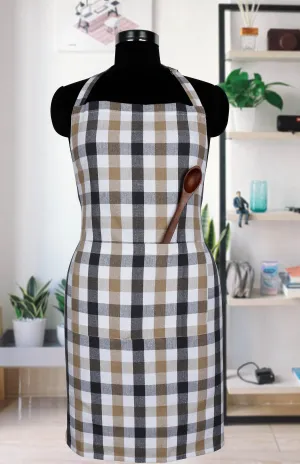 Cotton Lanfranki Grey Check Free Size Apron Pack Of 1