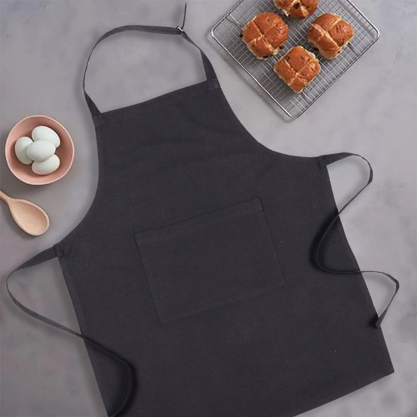 Cotton Solid Grey Free Size Apron Pack of 1