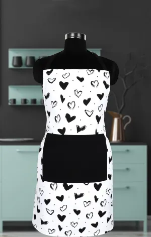 Cotton White Heart With Solid Pocket Free Size Apron Pack Of 1