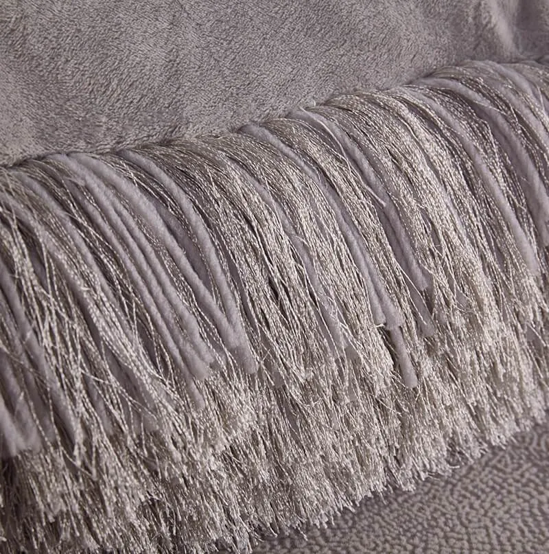 Decorative Shaggy Pillow in Grey