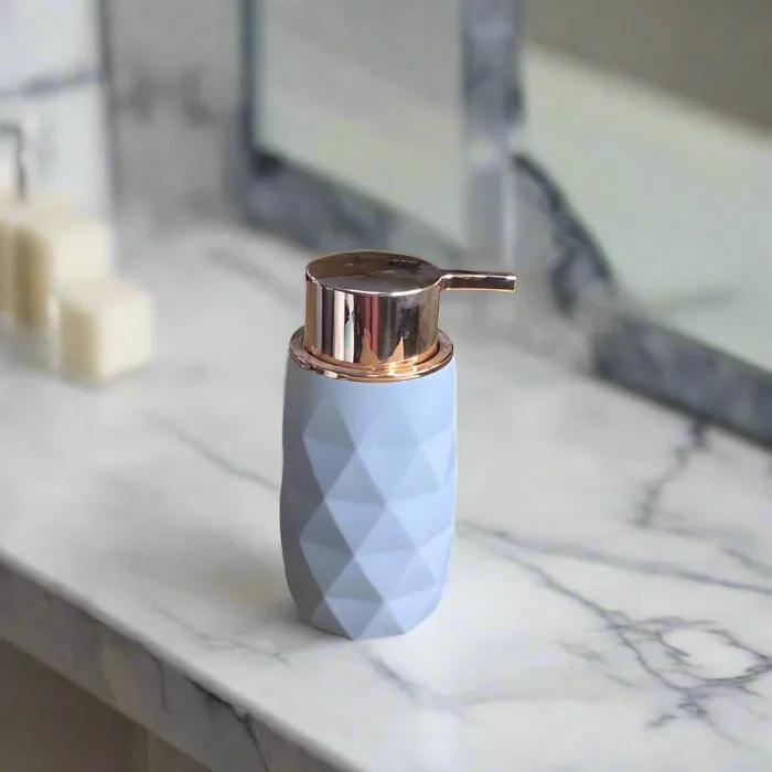 Elegant Diamond-Patterned Blue & Gold Liquid Soap Dispenser Set for Kitchen & Bathroom(1PC)- By-APT