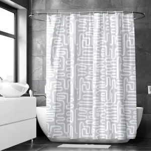 Encasa Homes Bathroom Shower Curtains | Heavier Quality Waterproof Fabric | 7 ft | 10 Free Hooks Included - Maze Beige