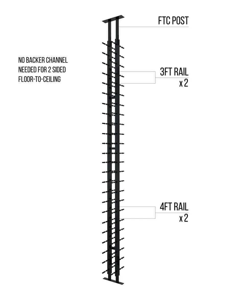 Floor to Ceiling Mounted Wine Rack Display — 2-sided (42 Bottles)