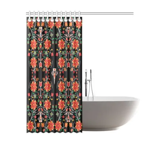 Floral Beadwork Six Bands Shower Curtain 60"x72"