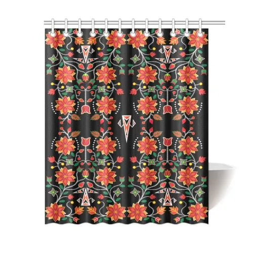 Floral Beadwork Six Bands Shower Curtain 60"x72"