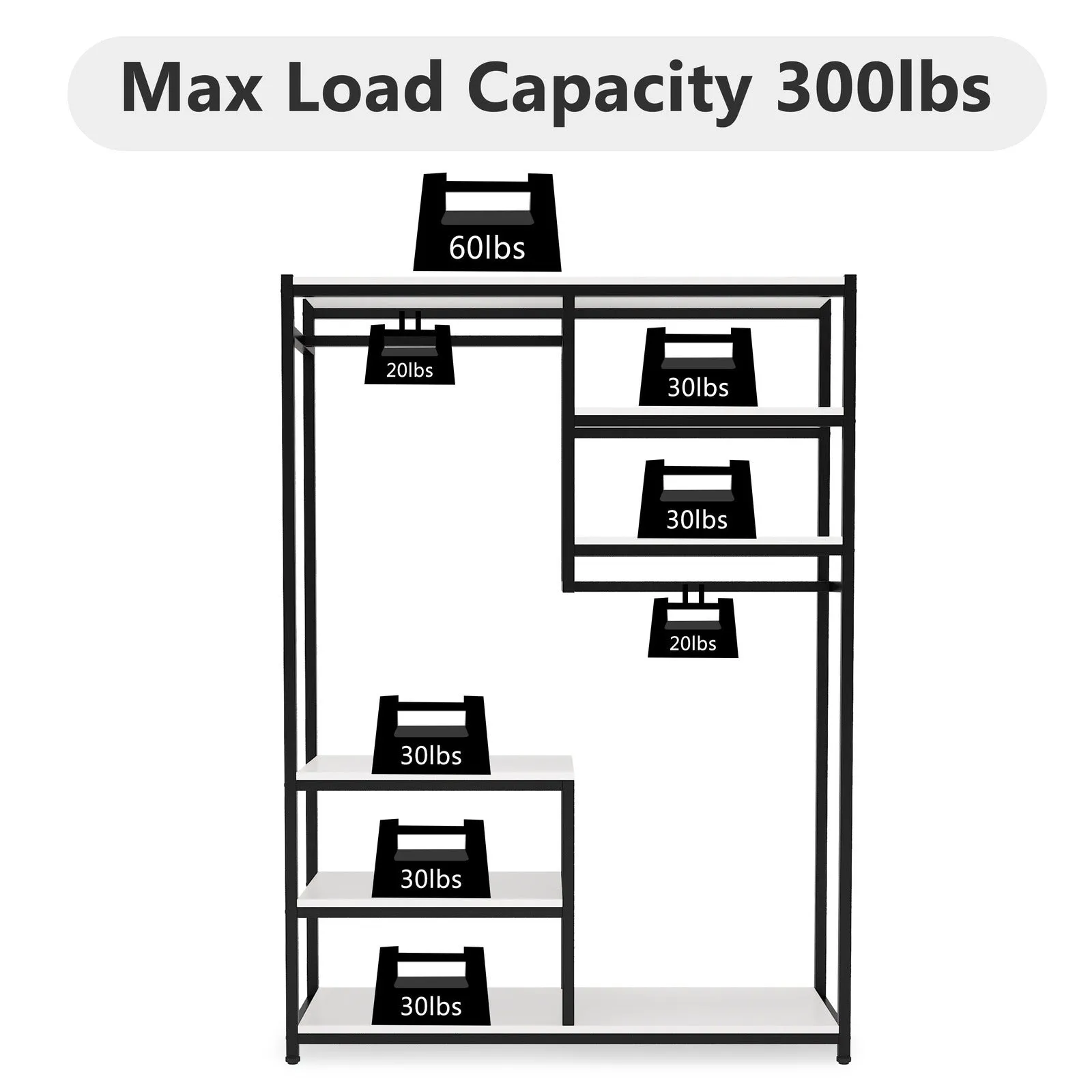 Freestanding Closet Organizer, 47 inches Wide Garment Racks