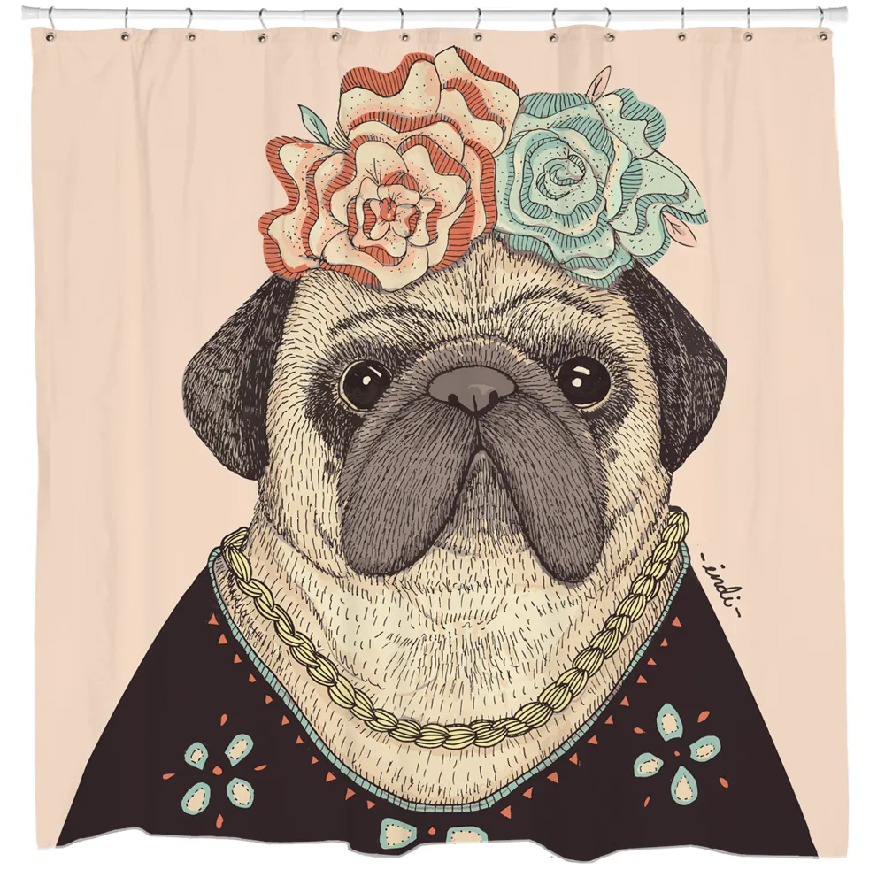 Frida Pug-lo Shower Curtain