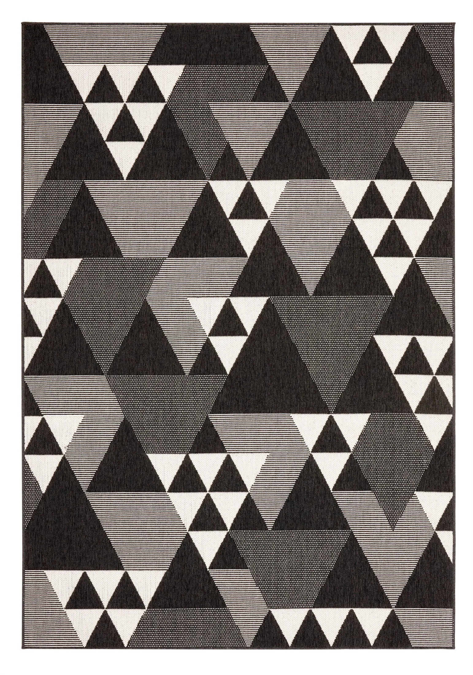 Geometric Triangle Pattern Area Rug (Black/Cream, 120x170cm)