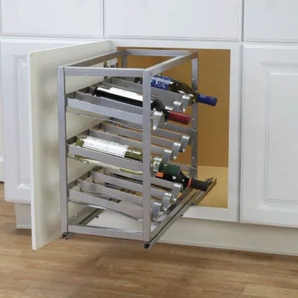 Glidez Sliding Under-Cabinet Wine Rack Brushed metal