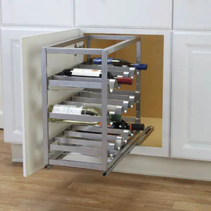 Glidez Sliding Under-Cabinet Wine Rack Brushed metal