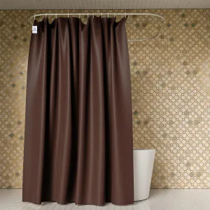 Heart Home Shower Curtain | Shelf Lining PVC Curtain for Bathroom | Shower Curtain for Bathroom | Bathroom Shower Curtain with Hooks | 7 Feet | Brown