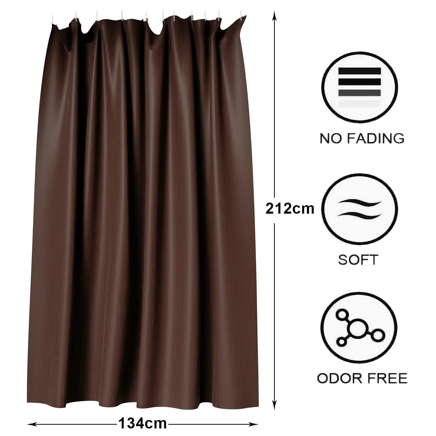 Heart Home Shower Curtain | Shelf Lining PVC Curtain for Bathroom | Shower Curtain for Bathroom | Bathroom Shower Curtain with Hooks | 7 Feet | Brown