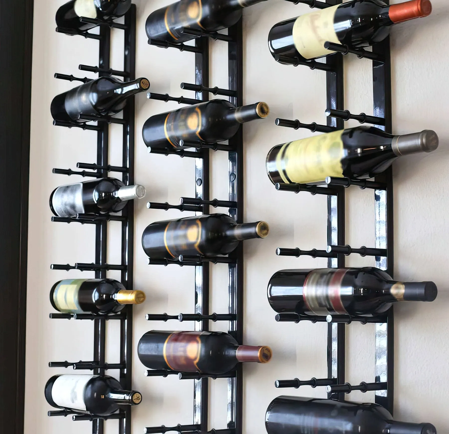 Horizontal HZ Wall Mounted Wine Rails – 2FT Metal Wine Rack (6 To 18 Bottles)