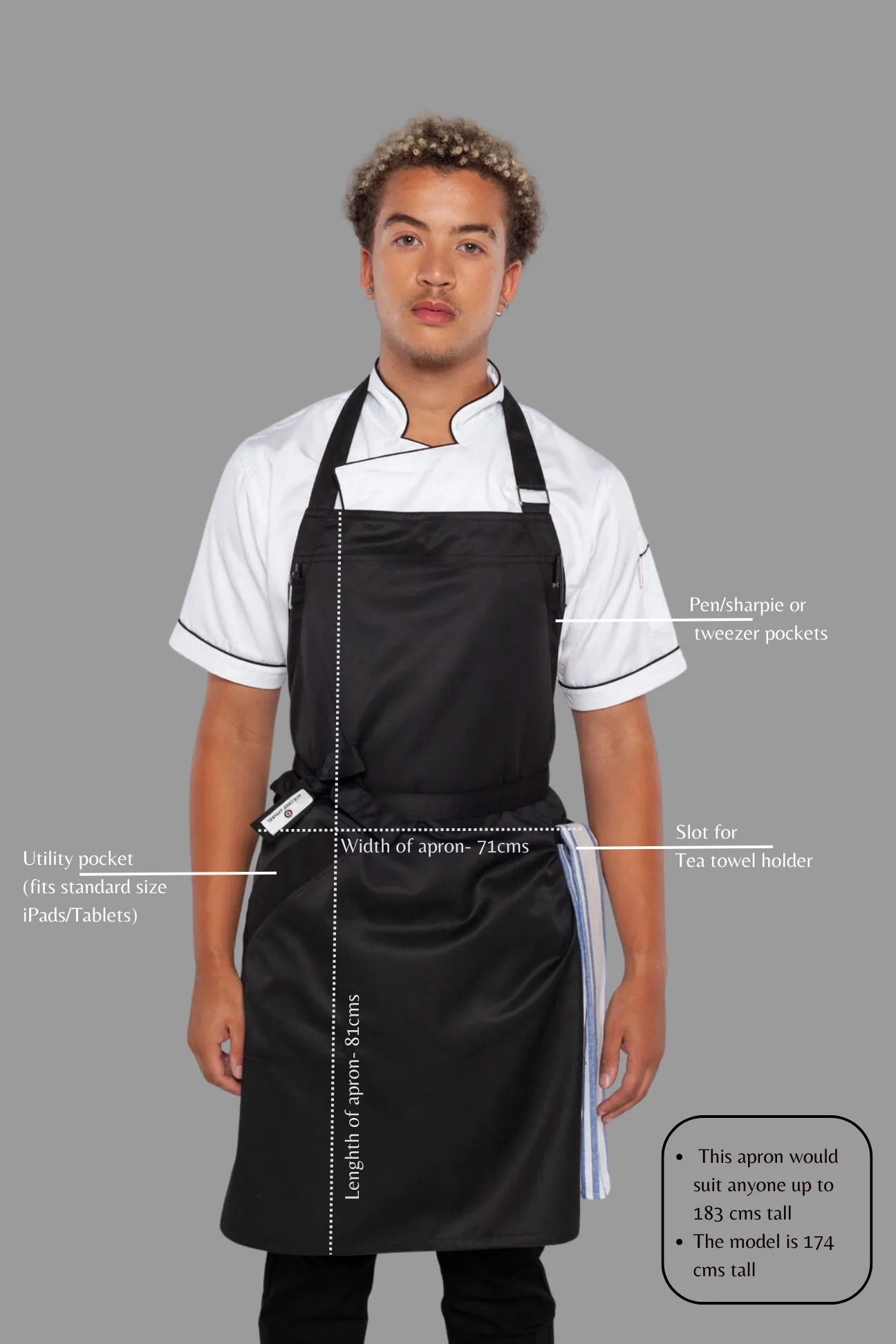 Josh Black bib Small size Apron