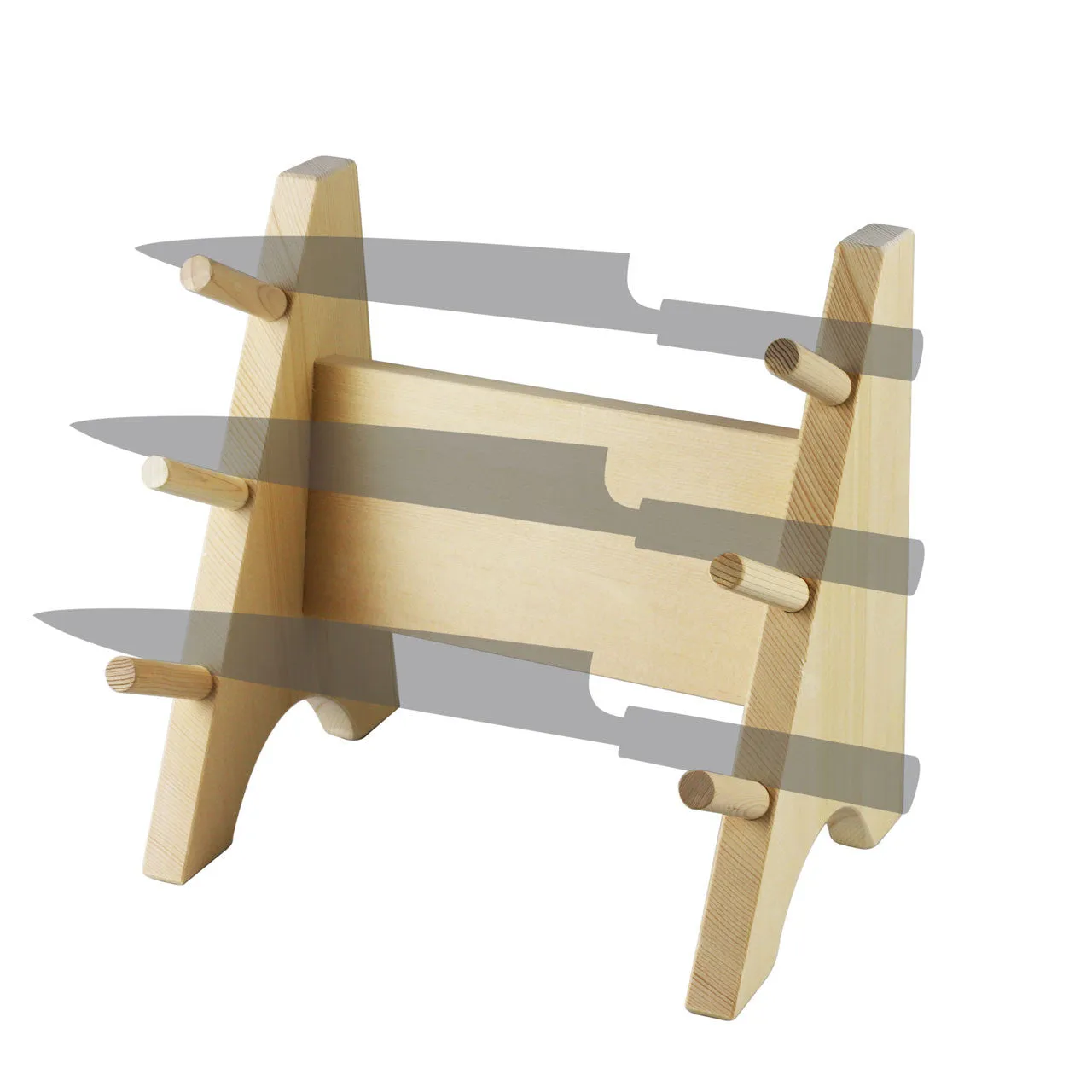 Katana Style Wooden Knife Display Stand for 3 Knives