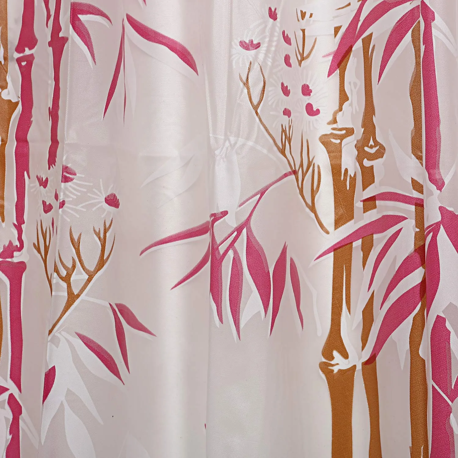 Kuber Industries Bamboo Design Waterproof PVC Shower Curtain with 8 Hooks (CTKTC33779, Pink, 54 x 84 inch)