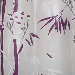 Kuber Industries Leaf Design Waterproof PVC Shower Curtain with 8 Hooks 54 inch x 84 inch (Purple) CTKTC33754