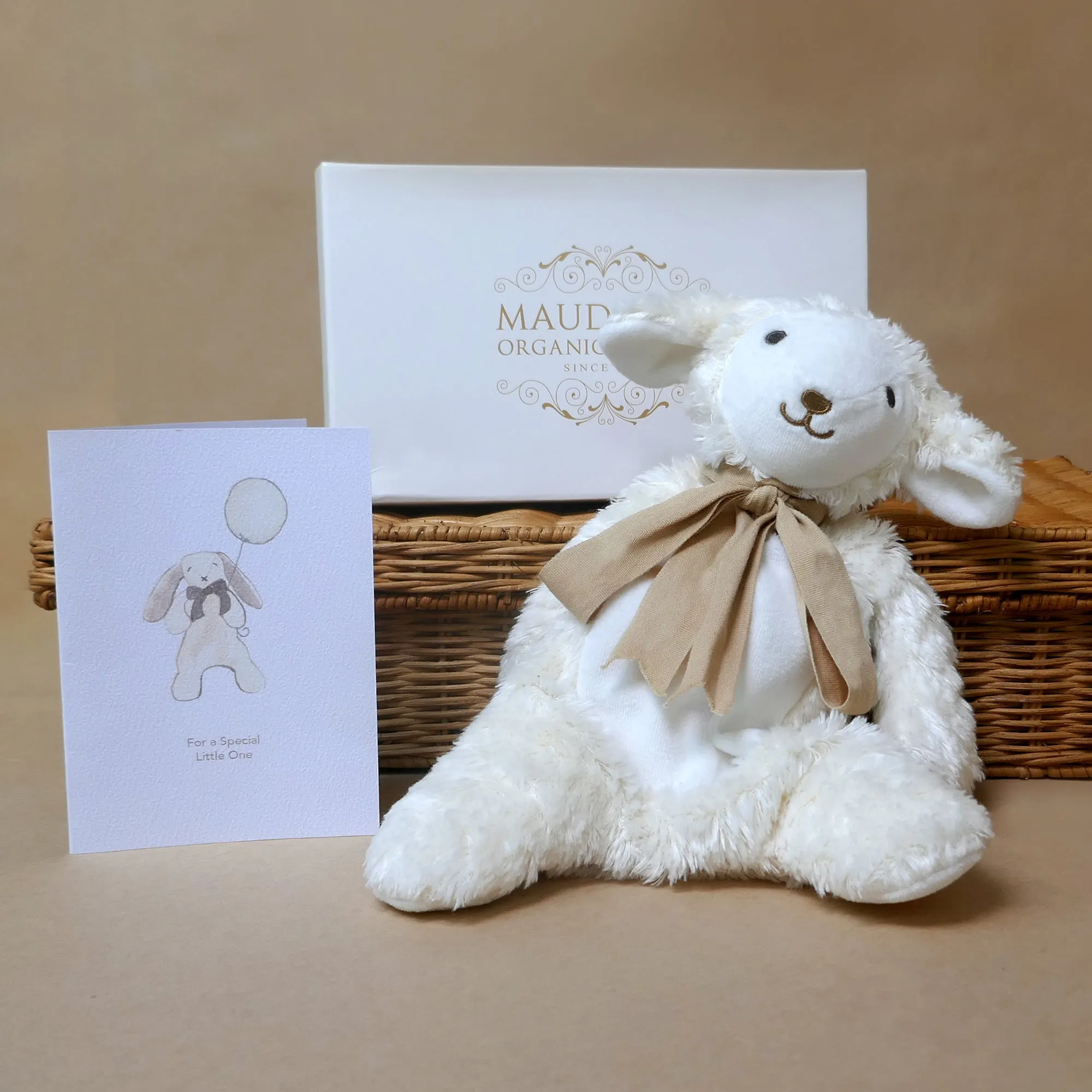 Lamb Comforter Toy - Organic Cotton - Baby Gift Boxed - Cream/ Buff - 30cm