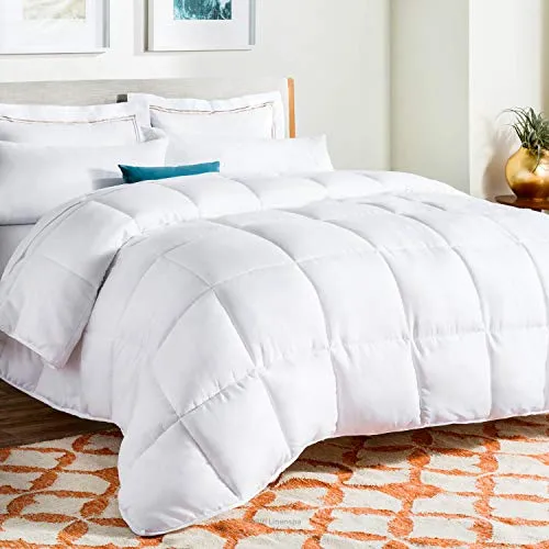 Linenspa Comforter Duvet Insert Twin White Down Alternative All Season Microfiber-Twin Size - Box Stitched