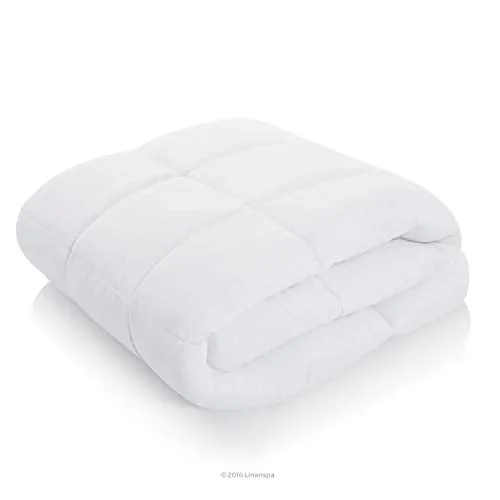 Linenspa Comforter Duvet Insert Twin White Down Alternative All Season Microfiber-Twin Size - Box Stitched