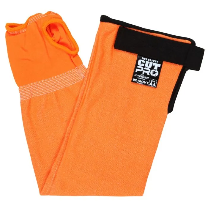 MCR Safety Cut Pro 9218OVT 18-Inch HyperMax Sleeve with Thumb, Hook and Loop, Hi-Vis Orange, 1 Each