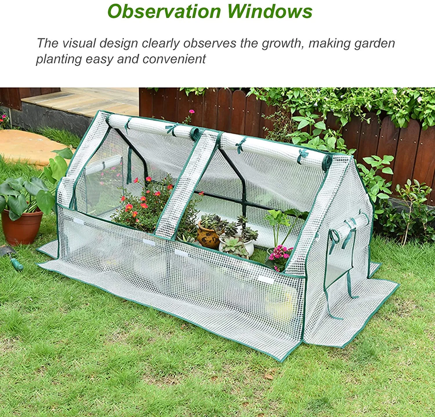 Mini Garden Plant Flower Greenhouse with Roll Up Curtains Door 180cm