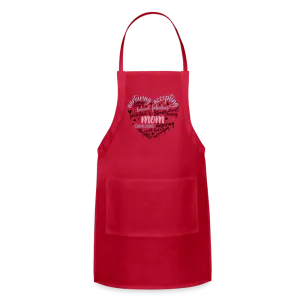 Mom Word Art Heart Adjustable Apron