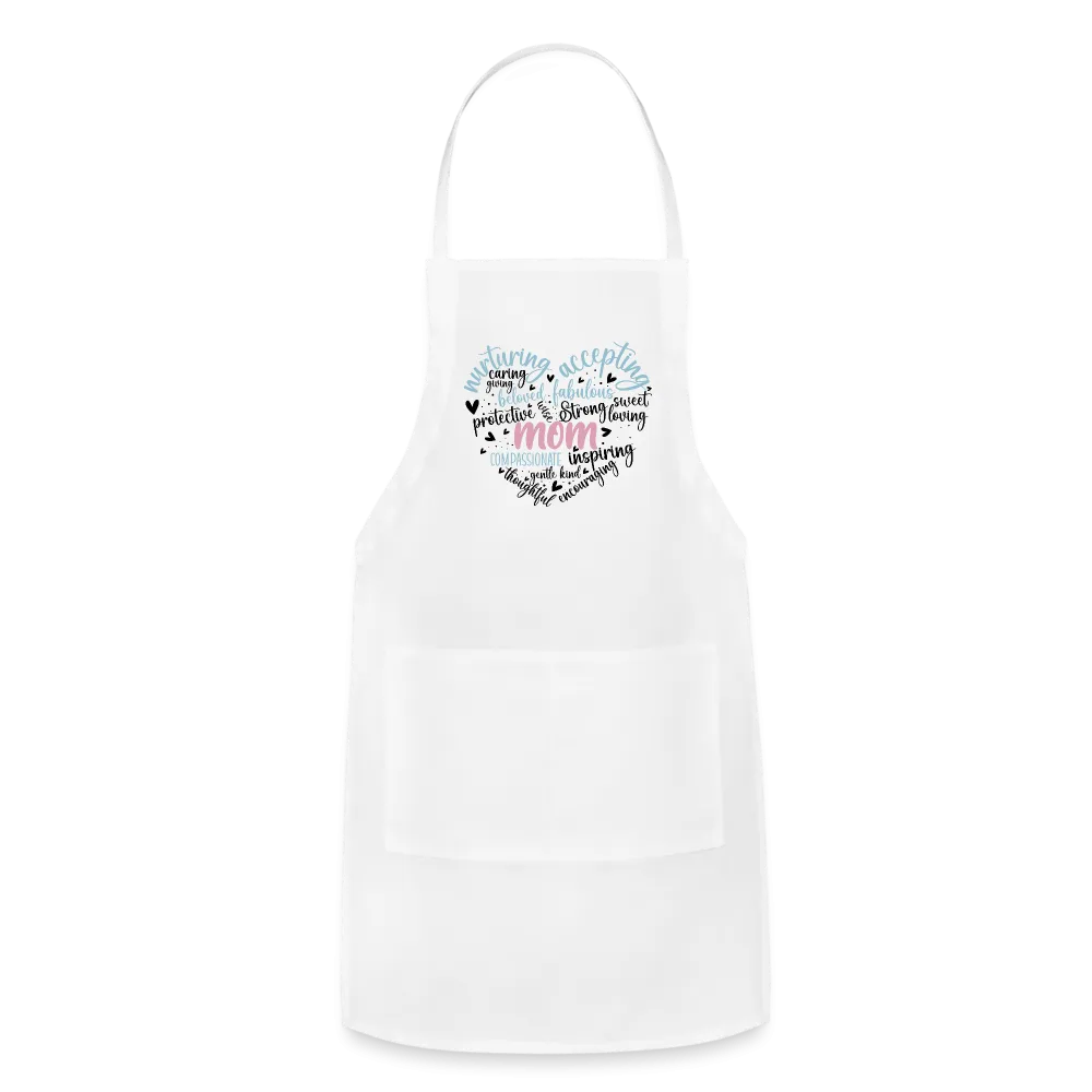 Mom Word Art Heart Adjustable Apron