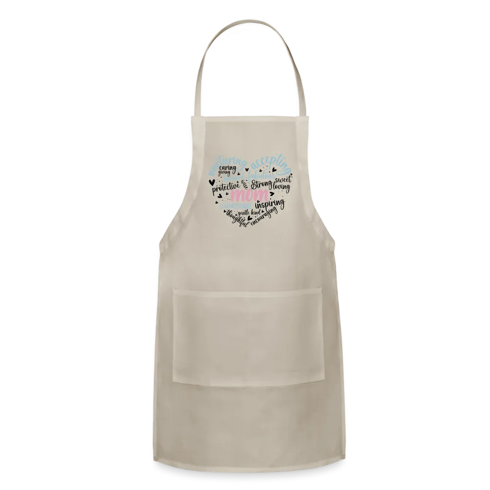 Mom Word Art Heart Adjustable Apron