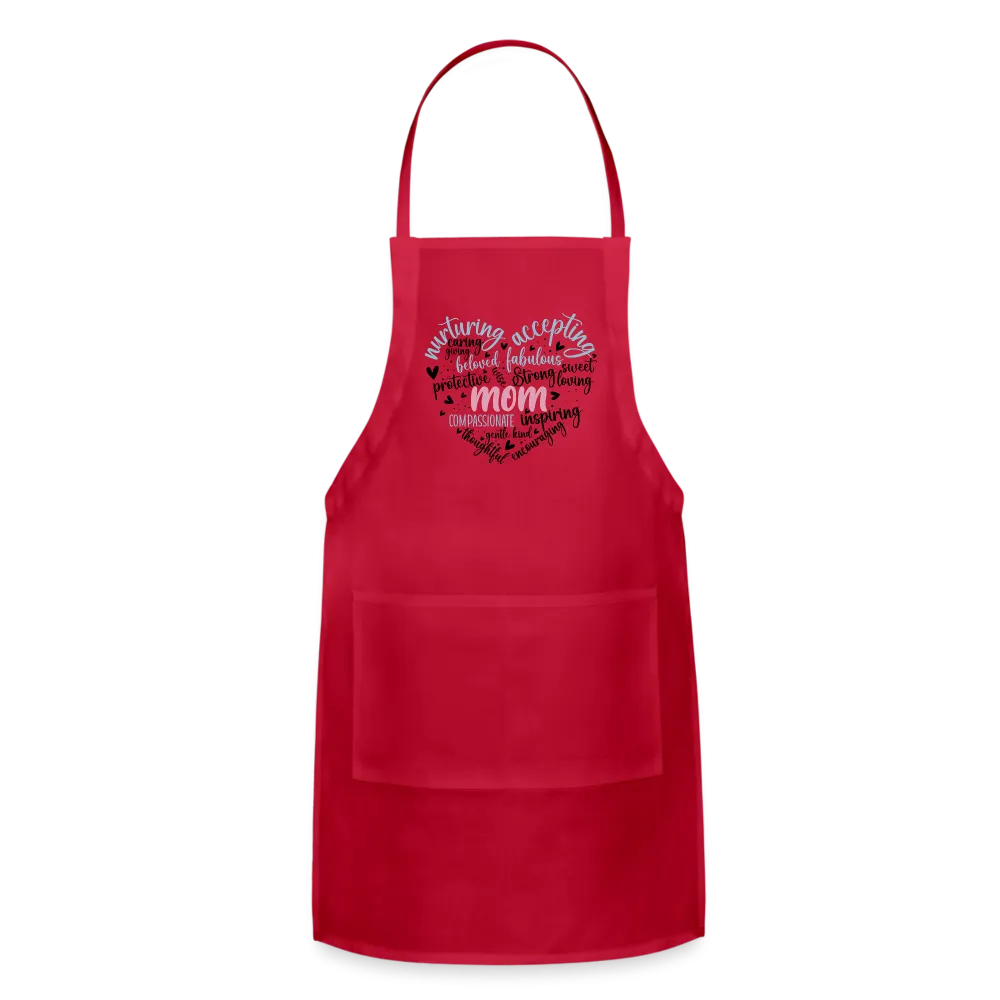 Mom Word Art Heart Adjustable Apron