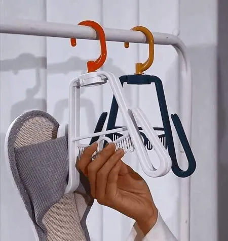 Multifunctional Shoe Rack Four Side Hooks Windproof 360 Degree Rotating Foldable Drying Hanger