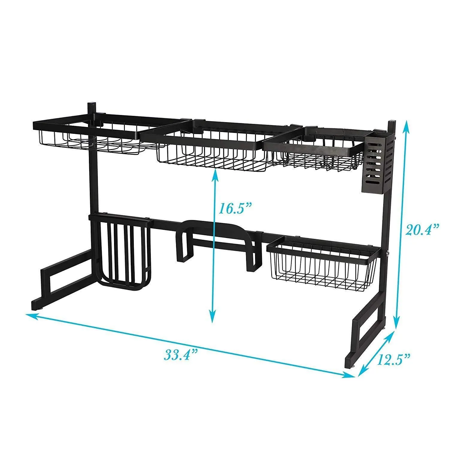 Over The Sink Shelf Dish Drying Rack Stainless Steel Multifunctional Tableware Drainer, 33.4"x12.5"x20.4"