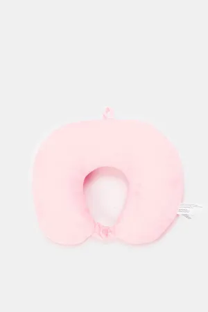 Pink Plain Soft Travel Pillow