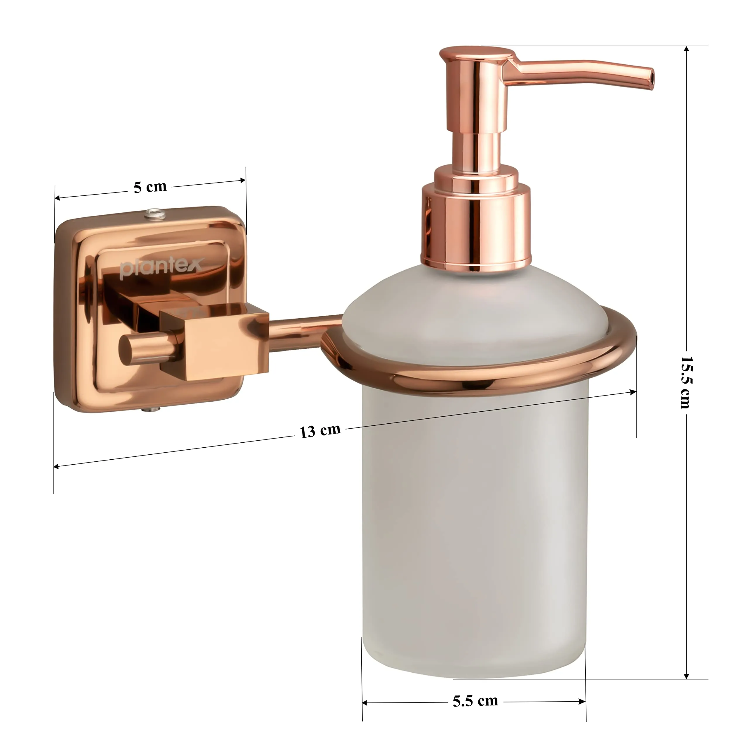 Plantex 304 Grade Stainless Steel Liquid Soap Dispenser/Shampoo Dispenser/Handwash Bottle Stand/Bathroom Accessories Pack of 2, Decan (Rose Gold)