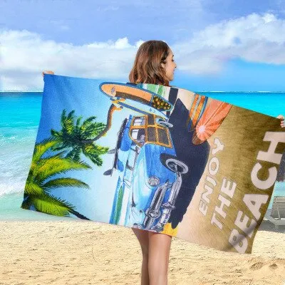 Print Quick Drying Beach Towel To Keep Warm Outdoor Sport Surf  Towels  Swimming Pool Chair Cover Up Blanket Yoga Mat