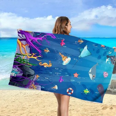 Print Quick Drying Beach Towel To Keep Warm Outdoor Sport Surf  Towels  Swimming Pool Chair Cover Up Blanket Yoga Mat