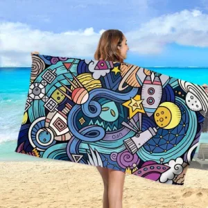 Print Quick Drying Beach Towel To Keep Warm Outdoor Sport Surf  Towels  Swimming Pool Chair Cover Up Blanket Yoga Mat