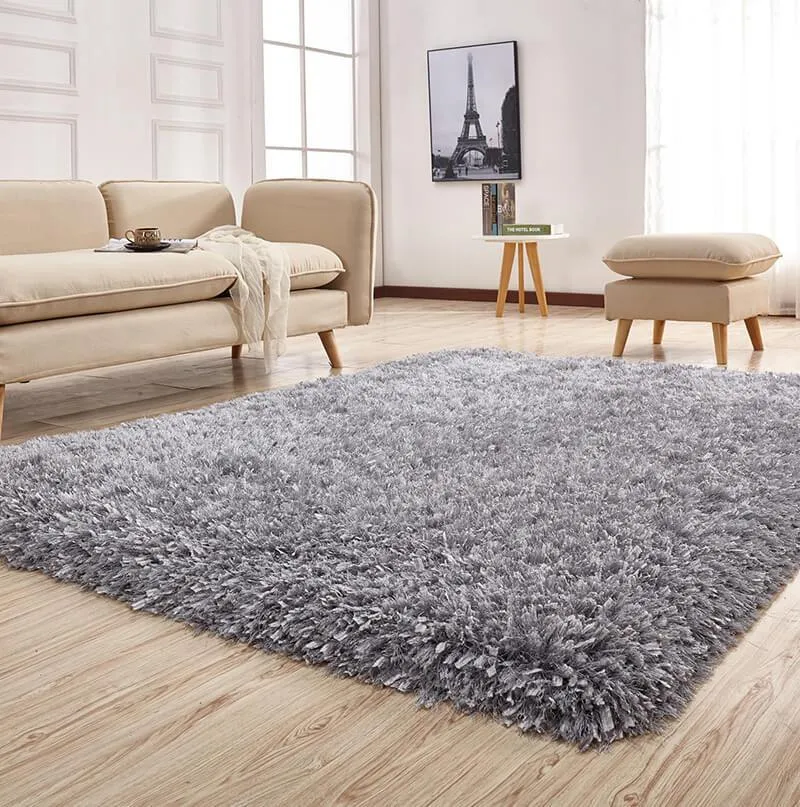 "Coral" Platinum Shag Area Rug High Pile