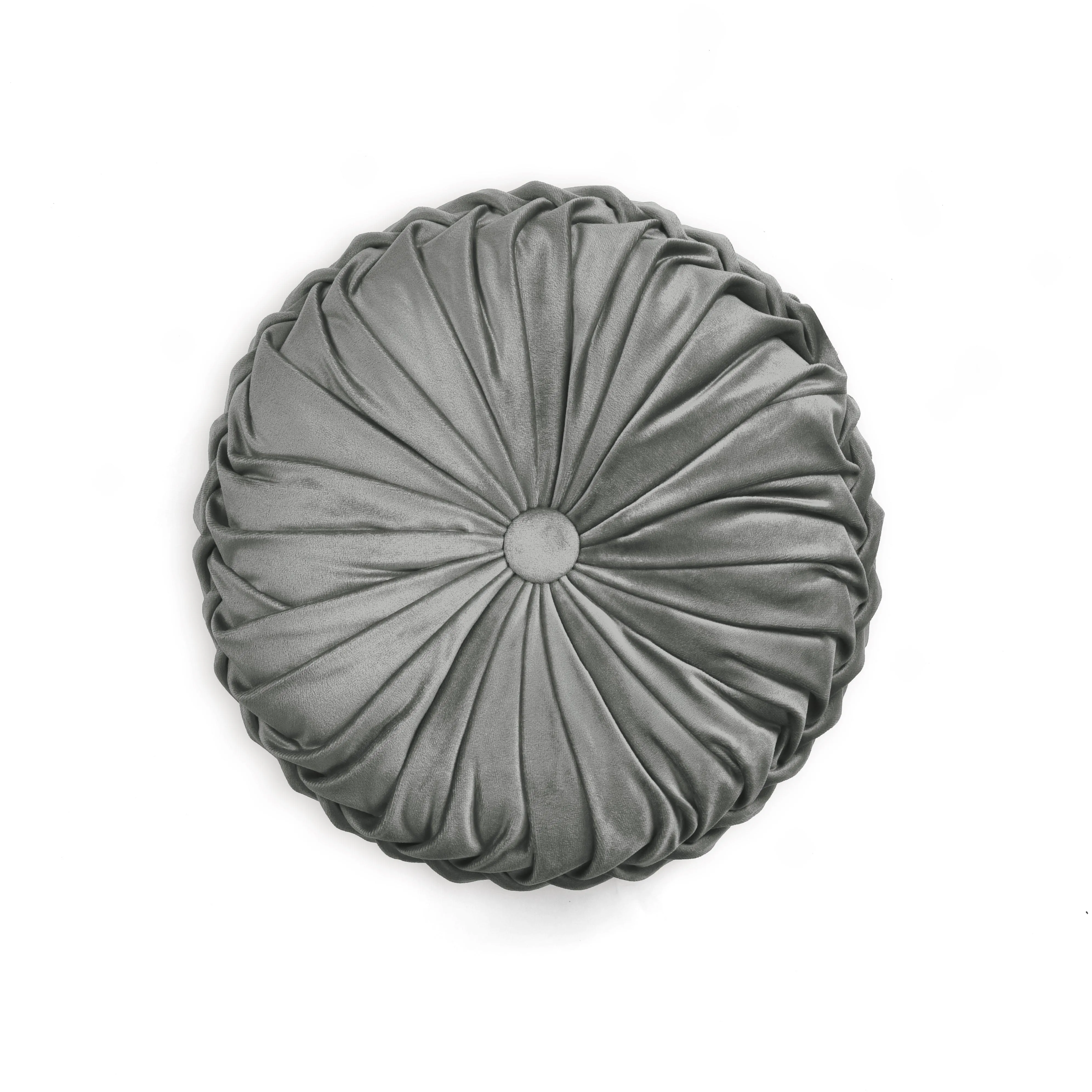 Round Pleated Soft Velvet Throw Pillow