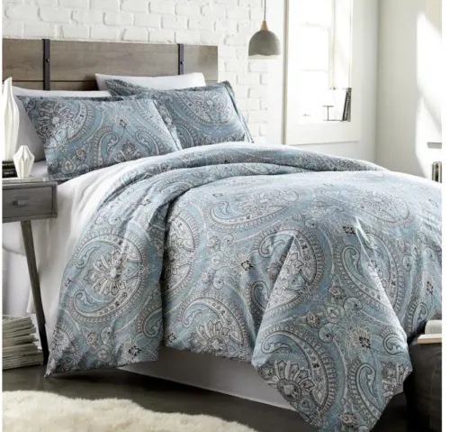 Southshore Fine Linens Melody 3-Piece Aqua Paisley Comforter Set Full