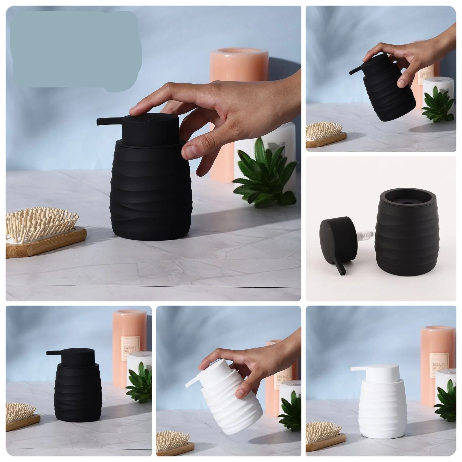 Stylish Matte Finish Ribbed Design Soap Dispensers For Contemporary Look By-APT