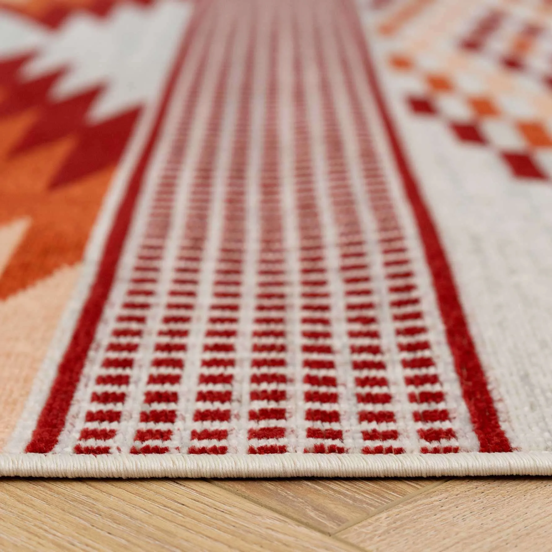 Terracotta Burnt Orange Living Room Rug - Aztec