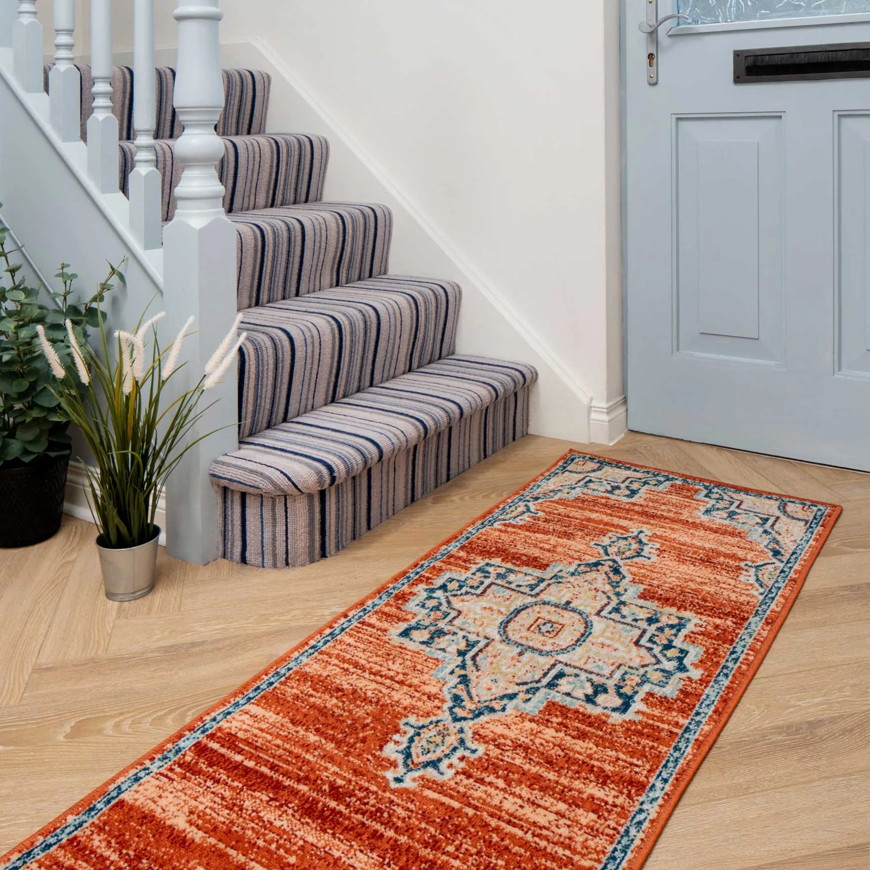 Terracotta Orange Oriental Area Rug - Antik