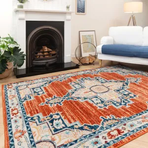 Terracotta Orange Oriental Area Rug - Antik