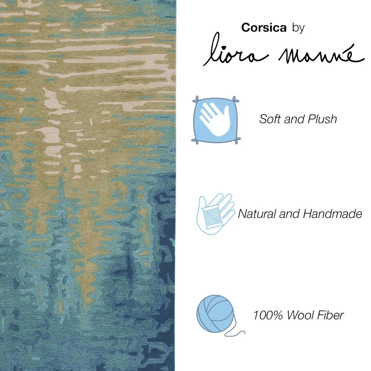 Trans-Ocean CORSICA Indoor Hand Tufted Wool Plush Areaa Rug  - Ocean