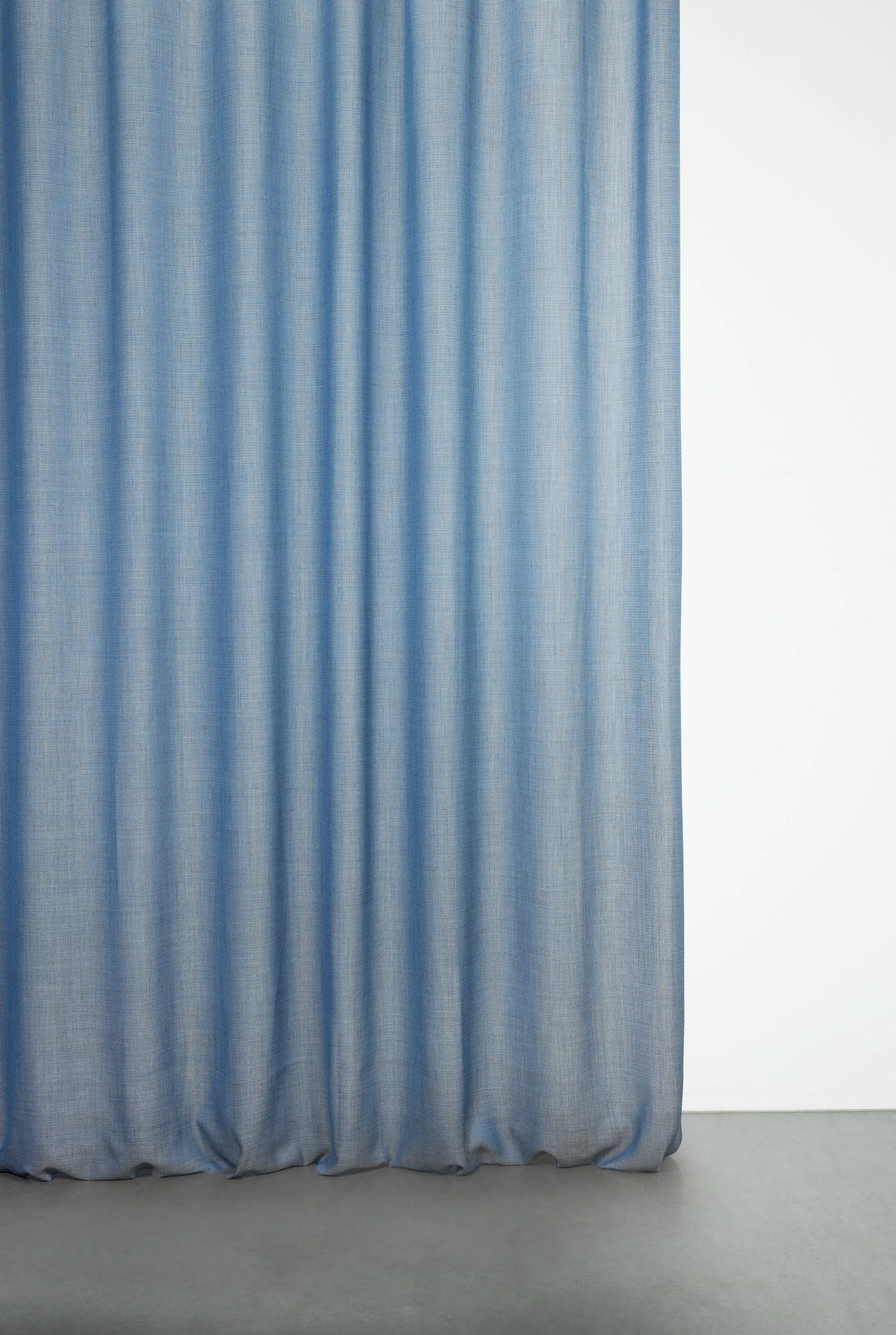 Trevira Outdoor Curtains with Linen Effect in Blue Color