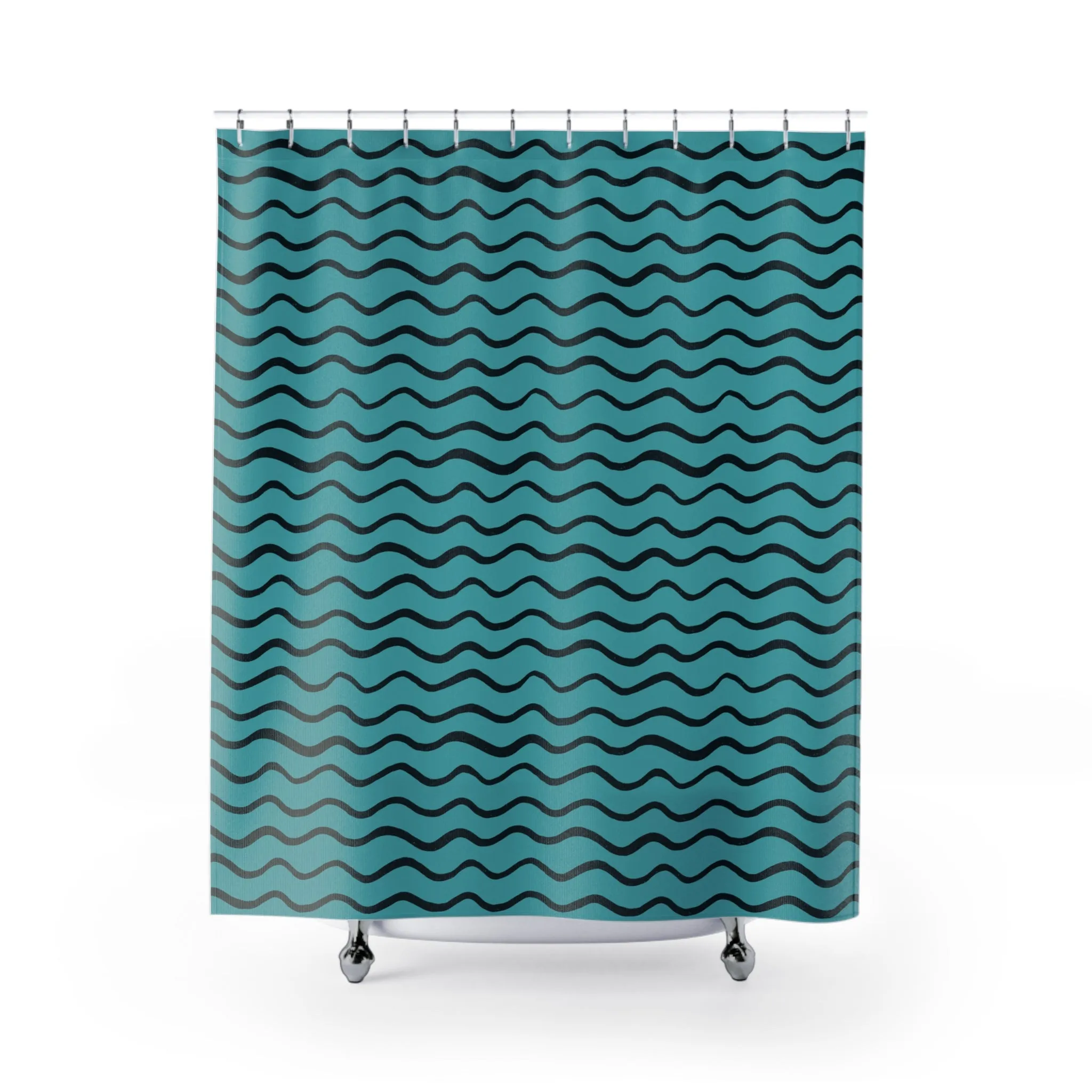 Wavy Blue Shower Curtains