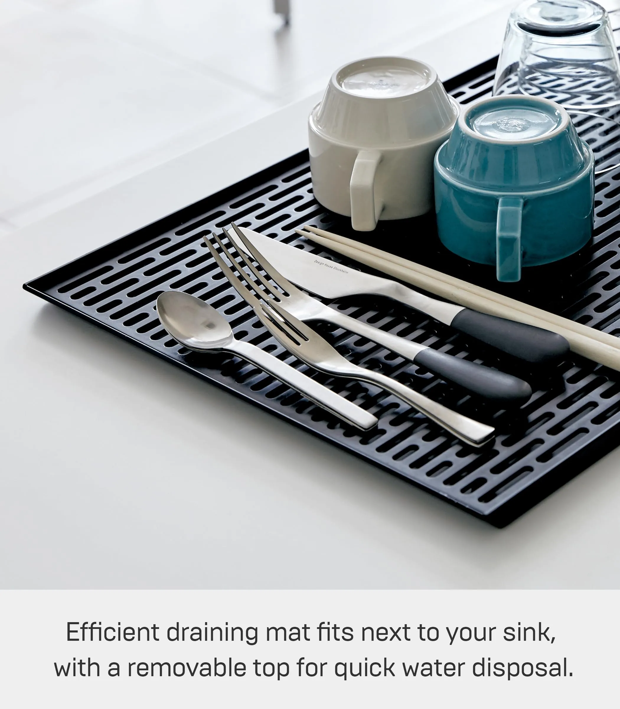 Yamazaki Home Tower Sink-Side Draining Mat – Kitchen Dish Rack Tray Drainer